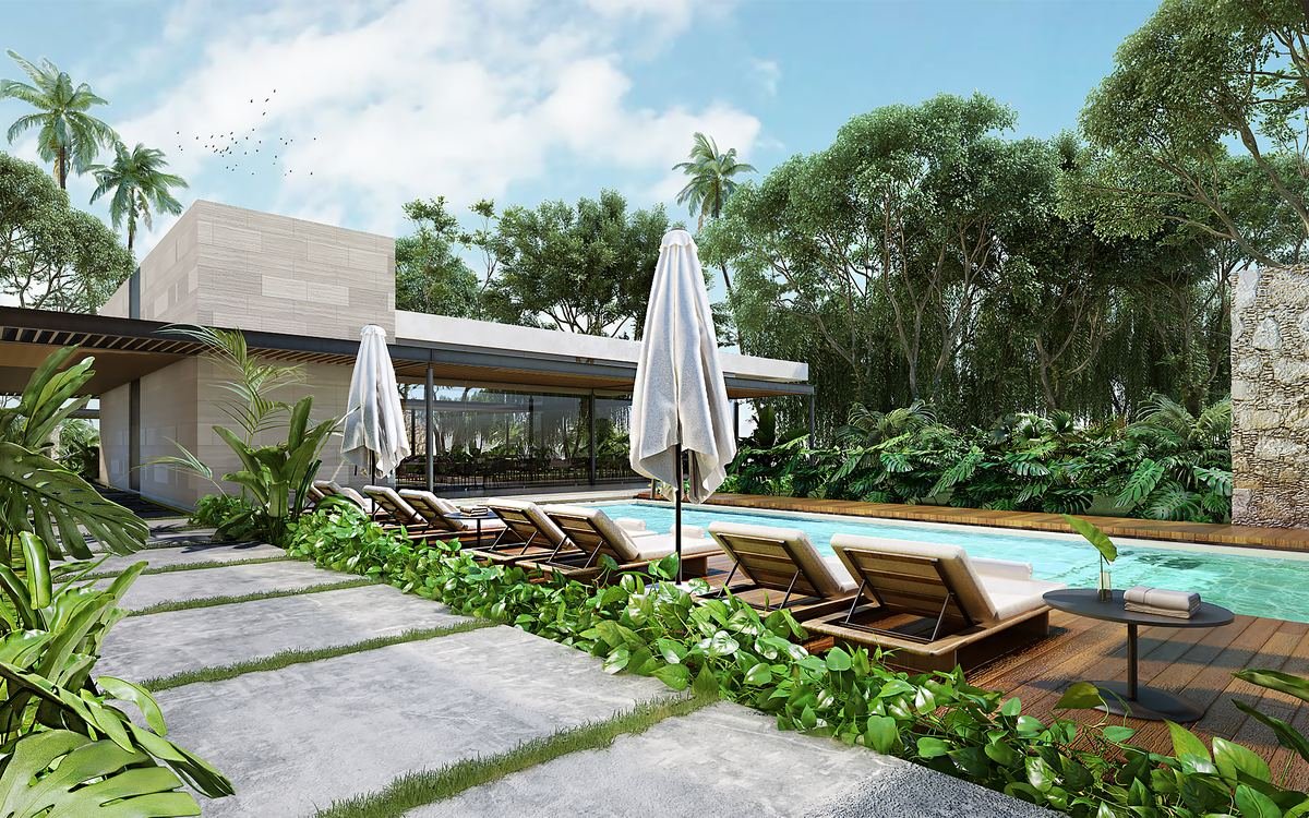 Palma clubhouse pool with loungers