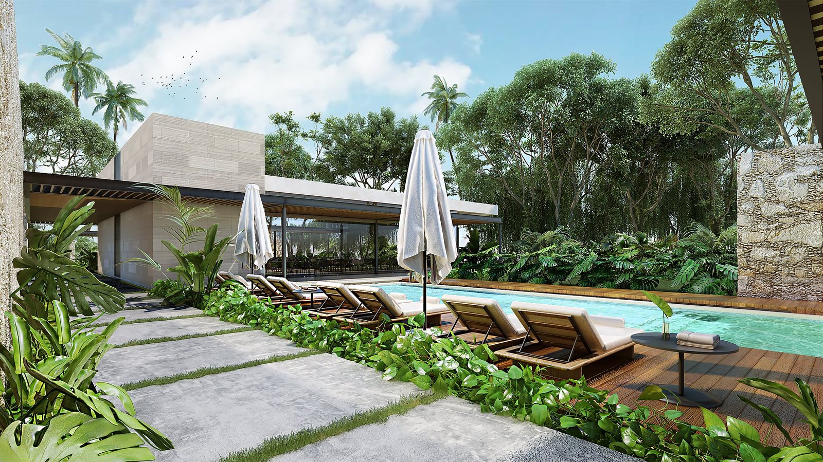 Palma pool at Xpu-Ha Beach, render