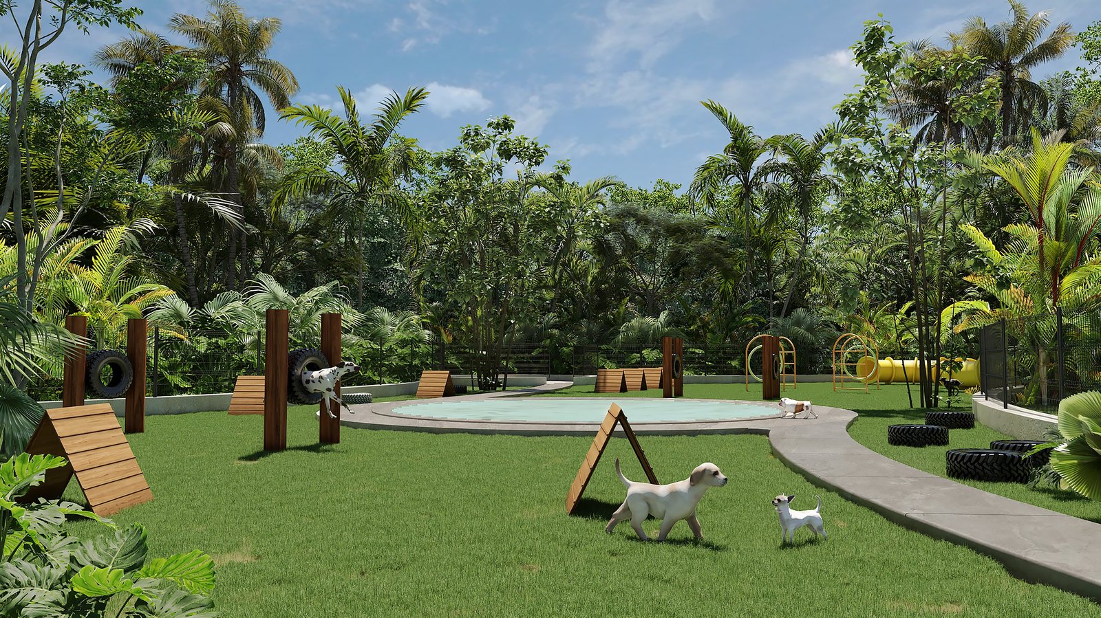Selvamia pet park at Xpu-Ha Beach, render